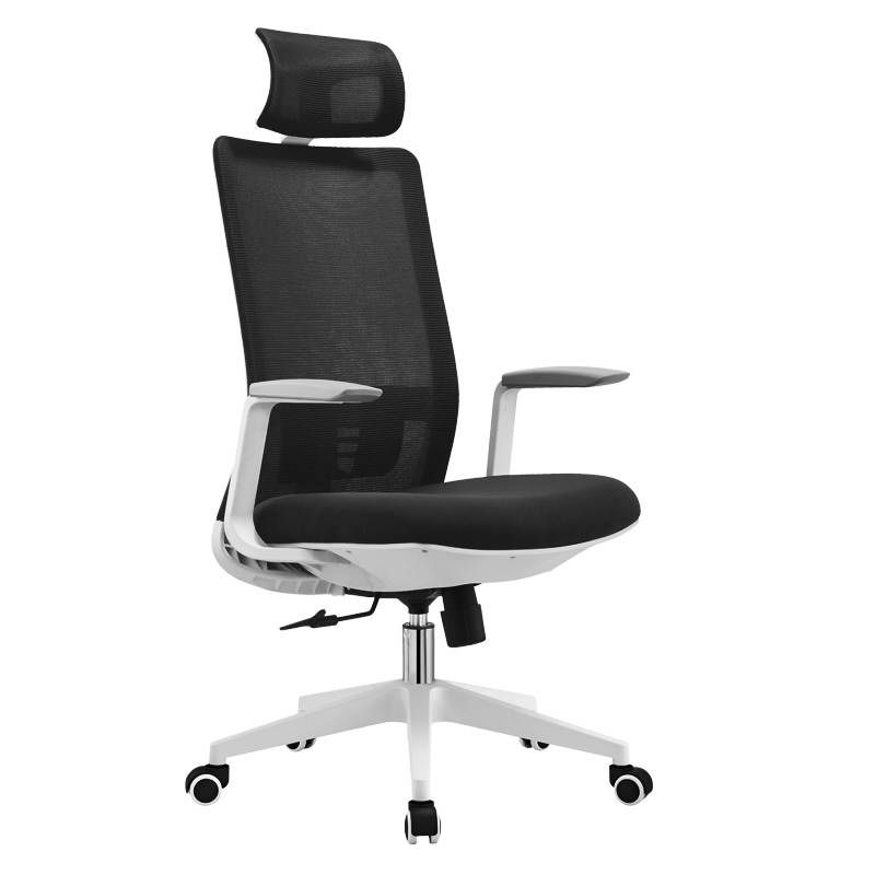 Swivel Office Chair With Fixed Armrest Tiltable Chair White X Black - Image 2